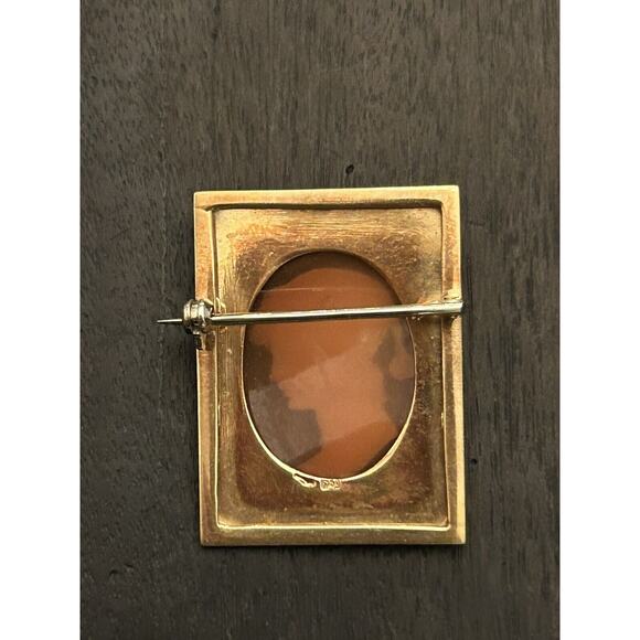 Antique Estate Victorian 18k Italian 750 Gold Hand Carved Shell Cameo Brooch - Picture 5 of 9